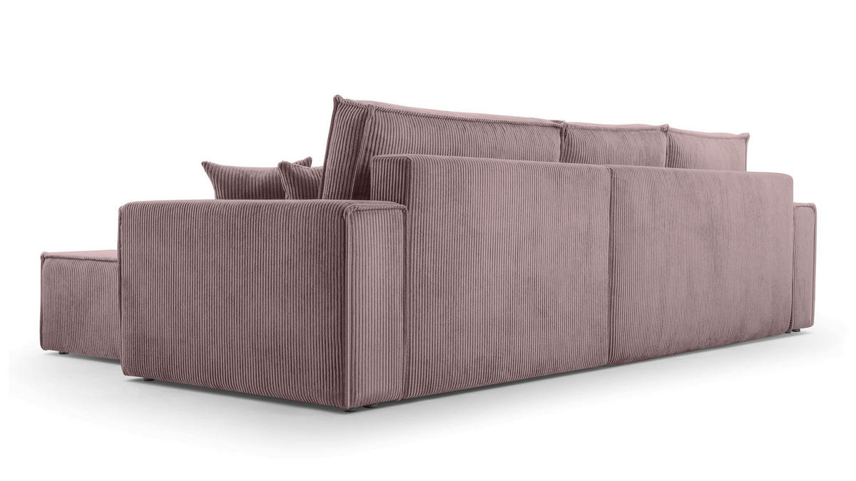 ECKSOFA L Form Cedria Lavendel 287/145/85 cm mit Schlaffunktion - Hellrosa/Schwarz, Kunststoff/Textil (287/145cm) - AX Living