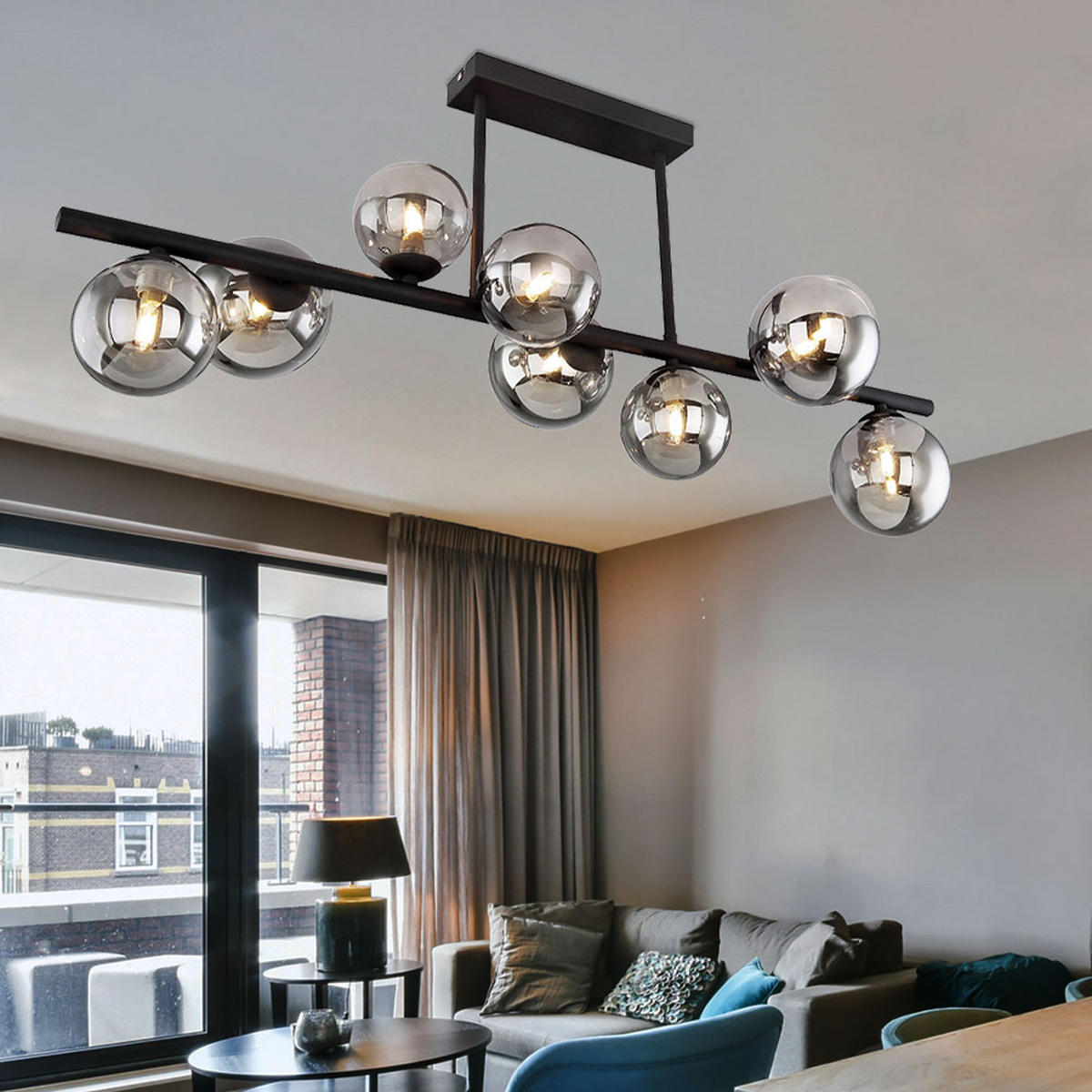 LED DECKENLEUCHTE Glas Schwarz - Schwarz, Glas (86/30/35.8cm) - Globo Lighting