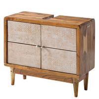 WASCHBECKENUNTERSCHRANK - Akazie massiv, Ecru / Akazie - Akaziefarben, Holz (70/60/30cm) - home24