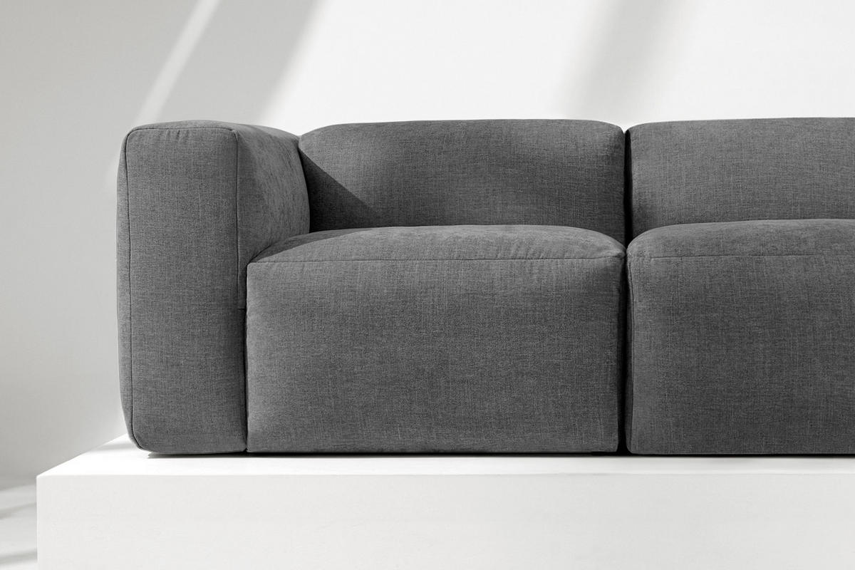 2-SITZER-MODULSOFA BUFFO mit extrem weicher und bequemer Sitzfläche, Gewebestoff, aschgrau - Grau, Textil (210/73/96cm) - KONSIMO®