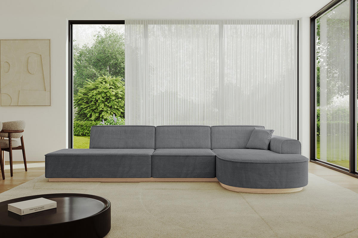 ECKSOFA Ottomane Rechts ARRIO-L2 - 328x171x83 cm Dunkelgrau - Dunkelgrau, Holzwerkstoff/Textil (328/171cm) - ALTDECOR