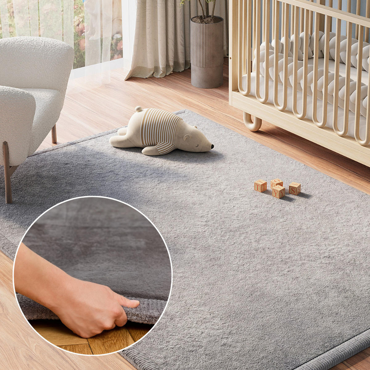 KINDERTEPPICH FLUFFIN dunkelgrau kuschelig waschbar 150/200 cm - Dunkelgrau, Textil (150/200cm) - Tapiso