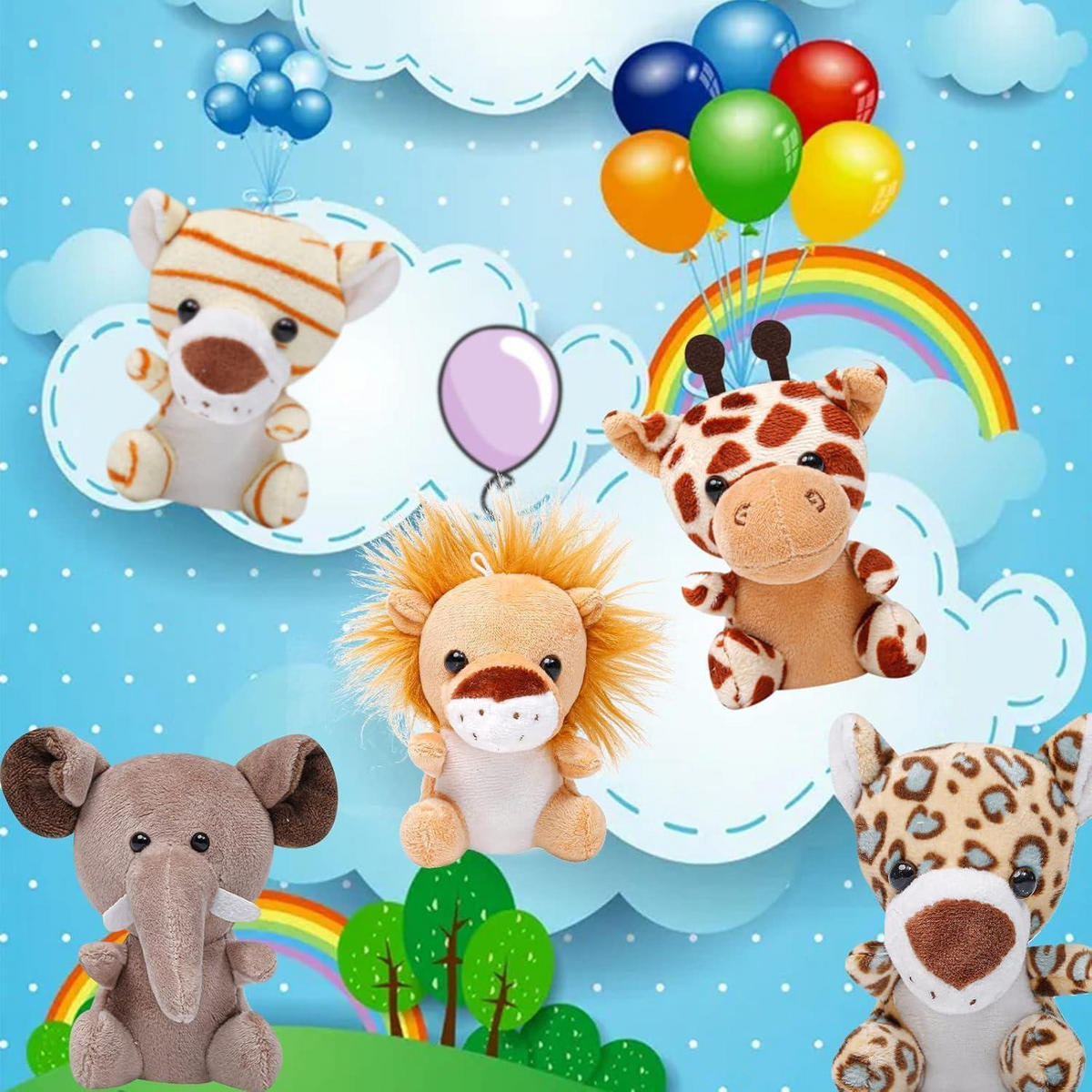 PLÜSCHTIER 5er Set sitzend 12 cm - Multicolor, Textil (12/12cm)