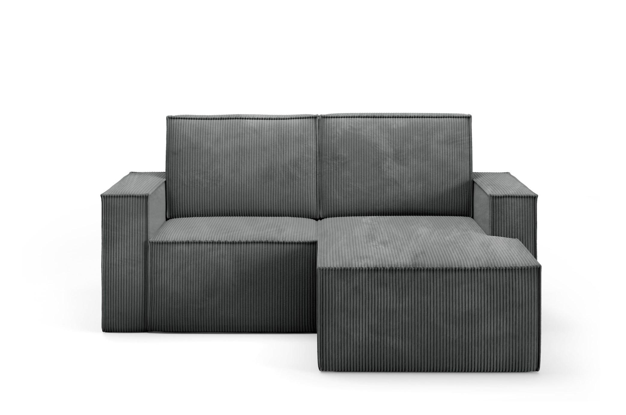 ECKSOFA Orto Dunkelgrau, Zweisitzer Kordecksofa linke seite - Dunkelgrau, Holzwerkstoff/Textil (180/141cm) - Bettso