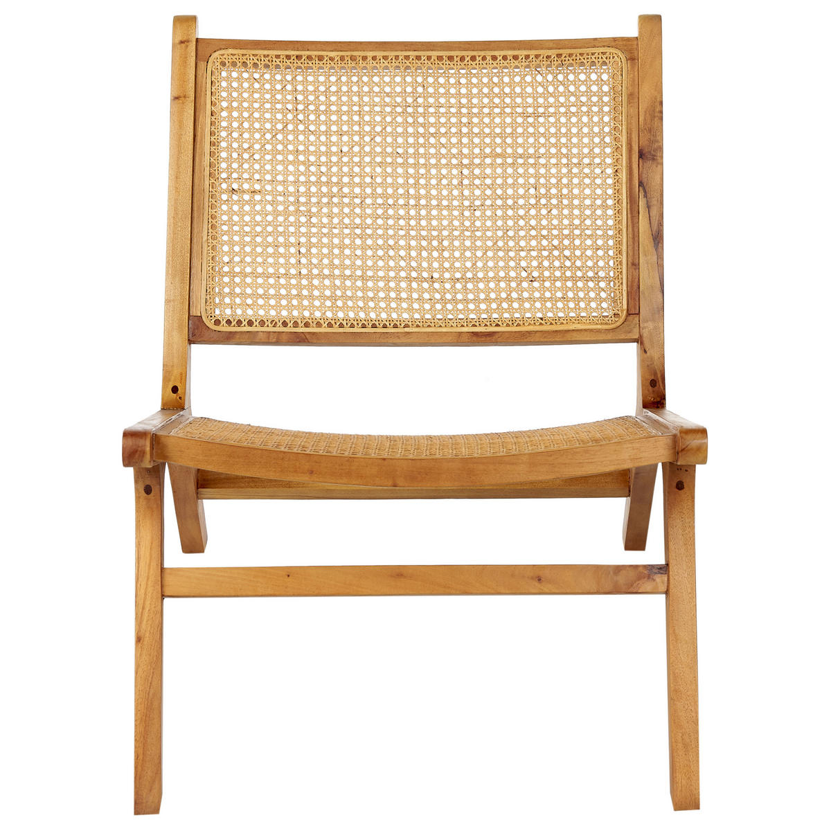 HOLZSTUHL Rattangeflecht Natürlich Middletown - Naturfarben, Holz (60/72/83cm) - Beliani