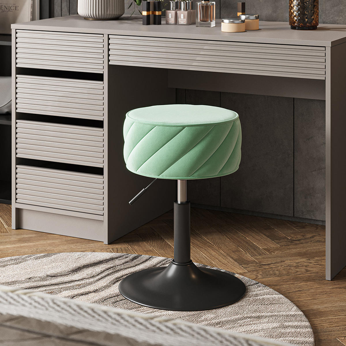 HOCKER Cherio Mintgrün 35 x 64 cm - Mintgrün, Textil (35/50.5/38.5cm) - Vicco
