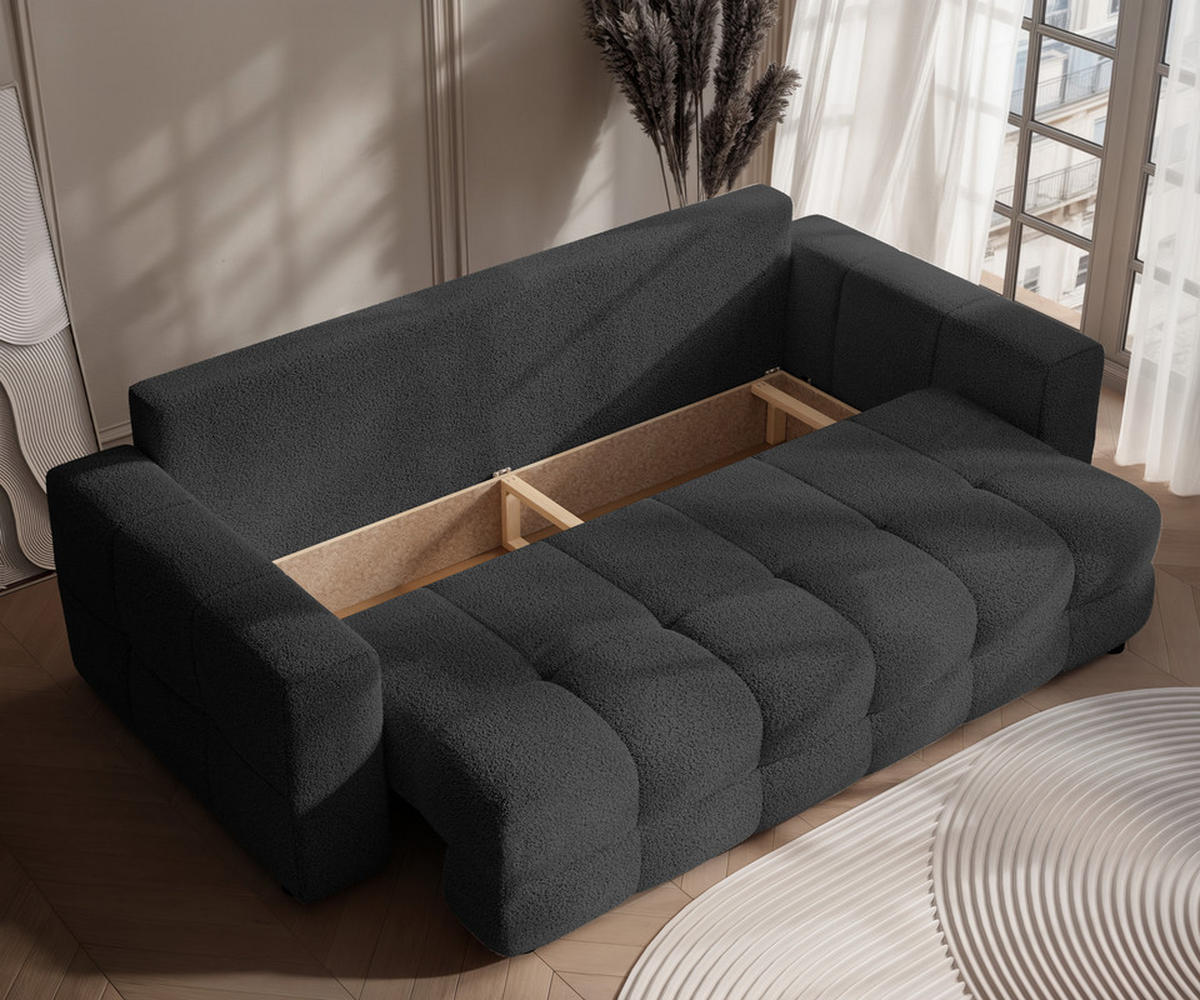 SCHLAFSOFA MOLLY mit Bettkasten, Stoff Anthrazit - Anthrazit, Textil (248/92/93cm) - Idohome