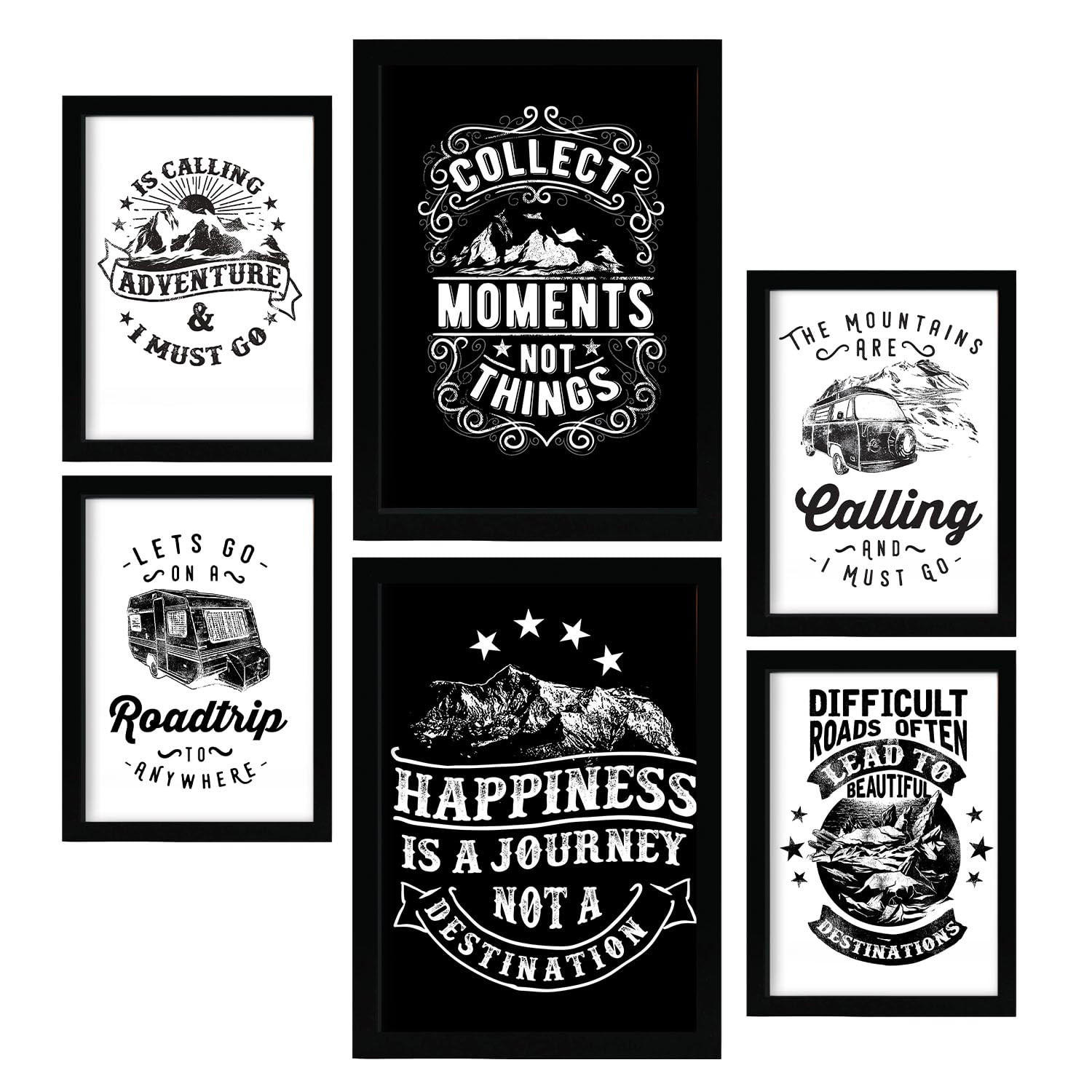 POSTER Set Mit 6 Abenteuer In Rustikale Zitate A3 & A4 Rahmenlos - Klar, Papier (29/3cm) - Nacnic