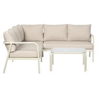 SOFASET, Olga, Beige, Metall / Glas / Polyester, 197 x 197 x 63 cm - Beige, Metall - ebuy24