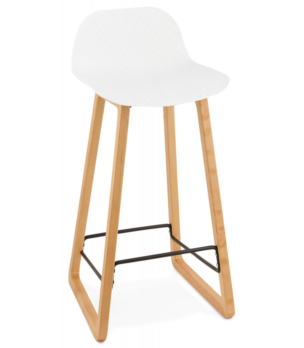 HOCHSTUHL aus Holz und Kunststoff im skandinavischen Stil MAKI MINI, Weiß 47x47x86,5 cm - Buchefarben/Weiß, Holz/Kunststoff (47/87/47cm) - KADIMA DESIGN