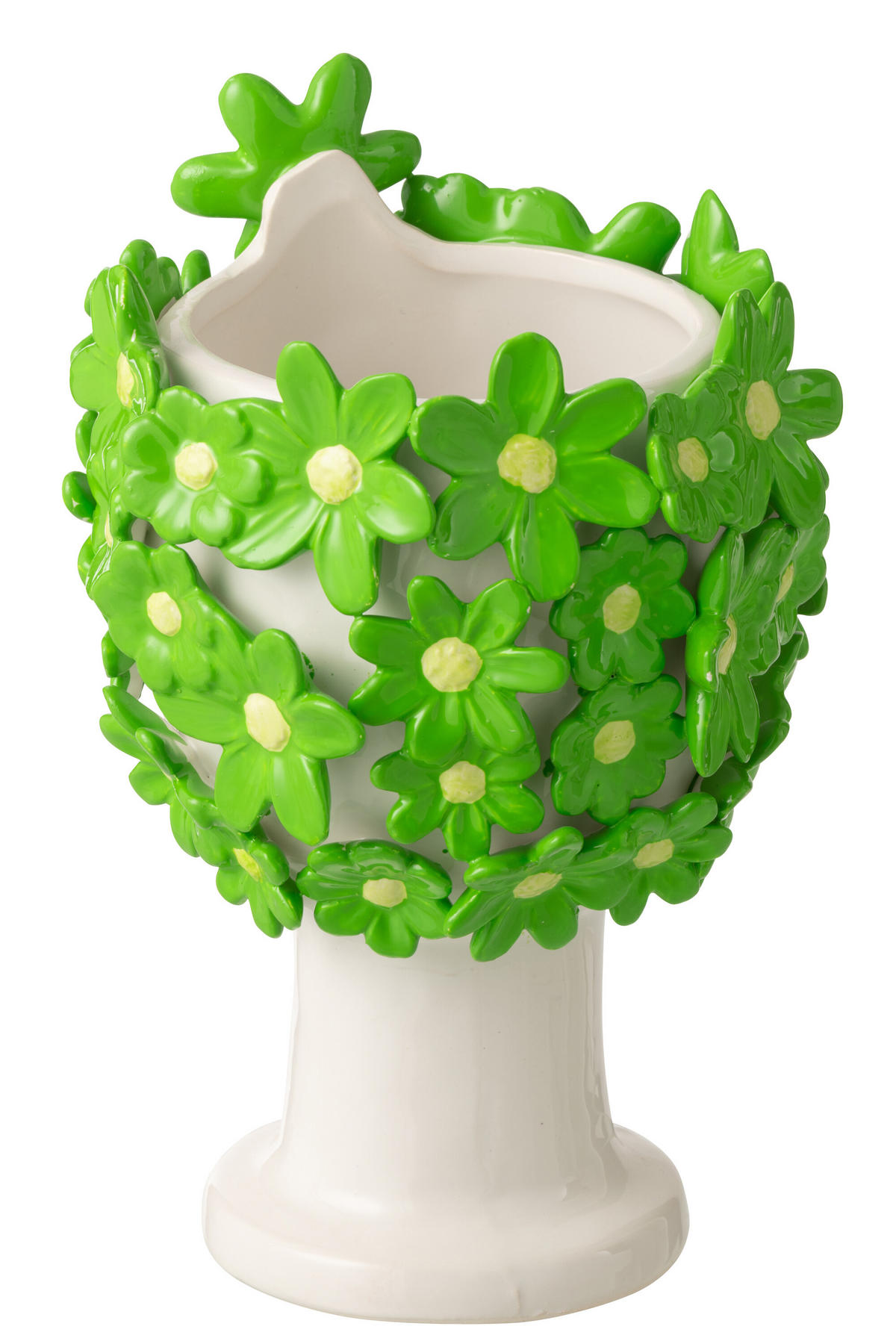 BLUMENTOPF BLUMENMÄDCHEN Weiß - Grün, Keramik (16.5/24.5cm) - J-Line
