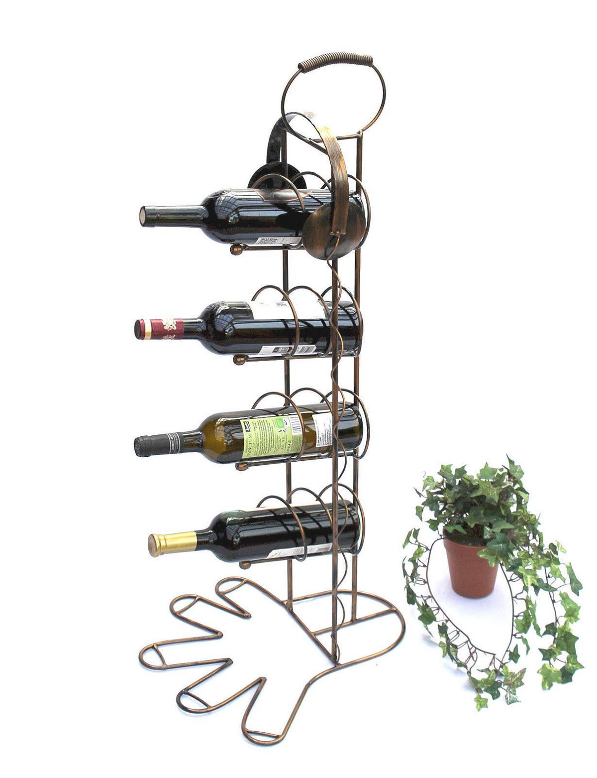 WEINREGAL Metall Bronze 40/40/93 cm - Braun, Metall (40/93/40cm) - DanDiBo