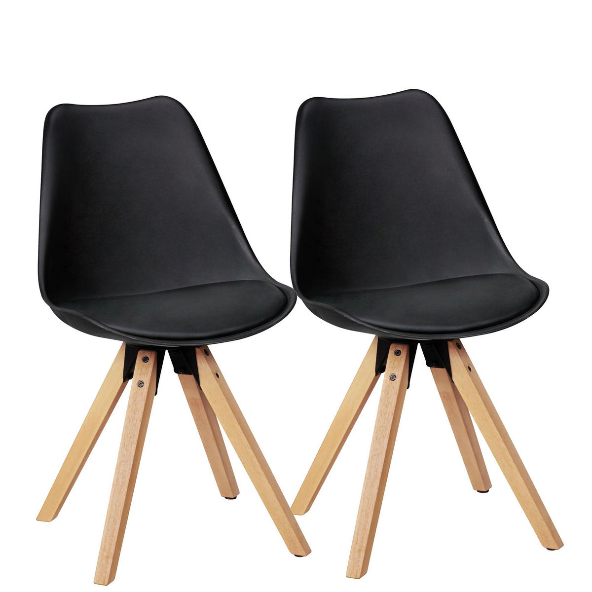 ESSZIMMERSTUHL 2er Set Kunstlederbezug mit Holzgestell Skandinavisch gepolstert, Schwarz 49x52x87 cm - Beige/Schwarz, Holz/Kunststoff (49/87/52cm) - KADIMA DESIGN
