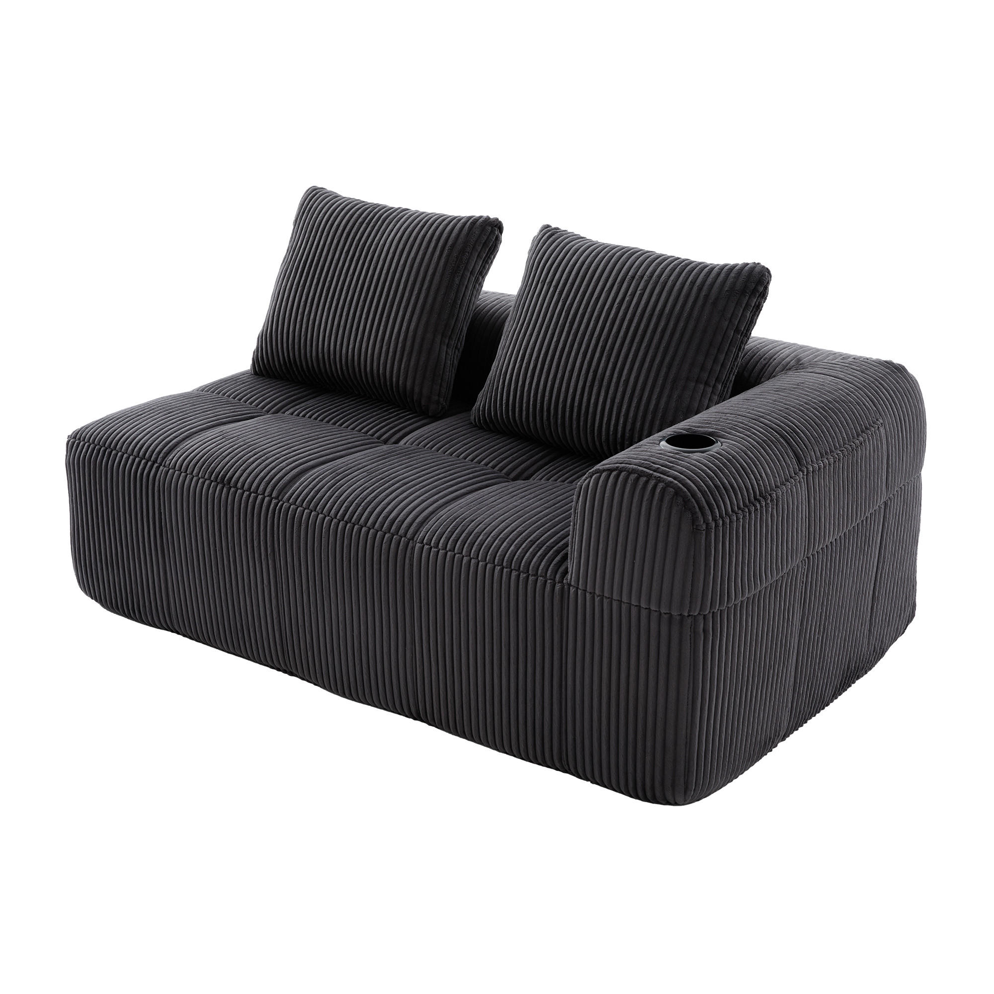 CHAISELONGUE in Cord Übergroßer Relaxsessel mit Seitentaschen - Dunkelgrau, Textil (158/61/93cm) - Urban Meuble