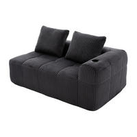 CHAISELONGUE in Cord Übergroßer Relaxsessel mit Seitentaschen - Dunkelgrau, Textil (158/61/93cm) - Urban Meuble