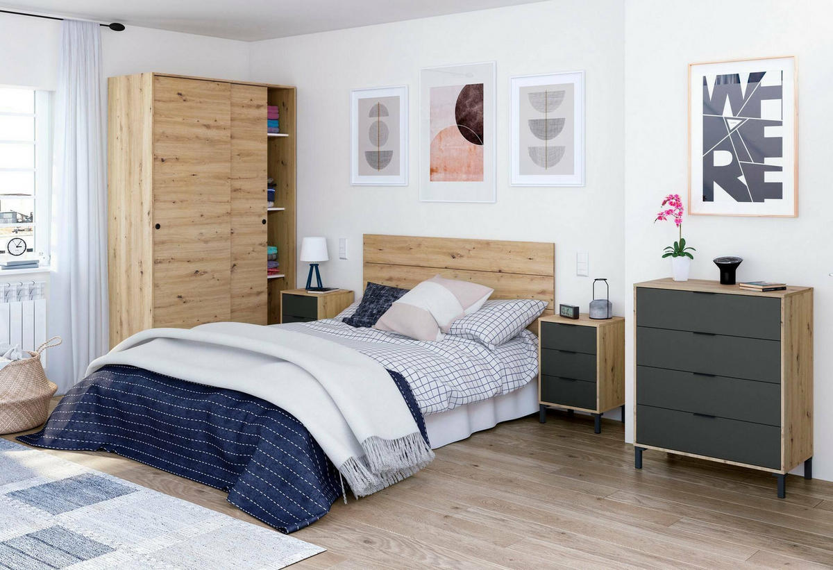 KLEIDERSCHRANK 2 TÜREN Knoteneiche 50/120/200 cm - Braun, Holzwerkstoff (120/200/50cm) - DMORA