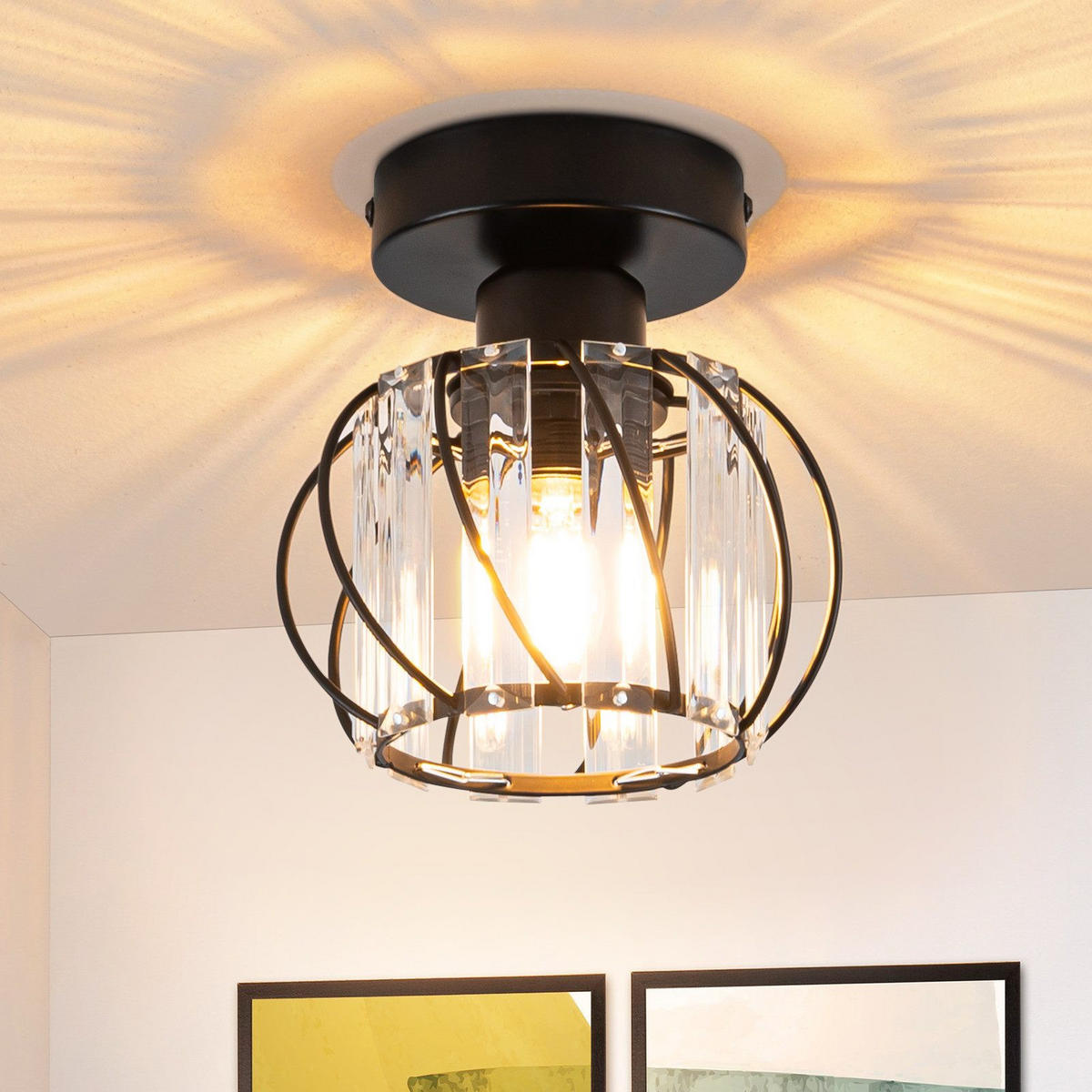 DECKENLEUCHTE Mander 16/15/15 cm - Schwarz, Metall (15/16/15cm) - Nettlife