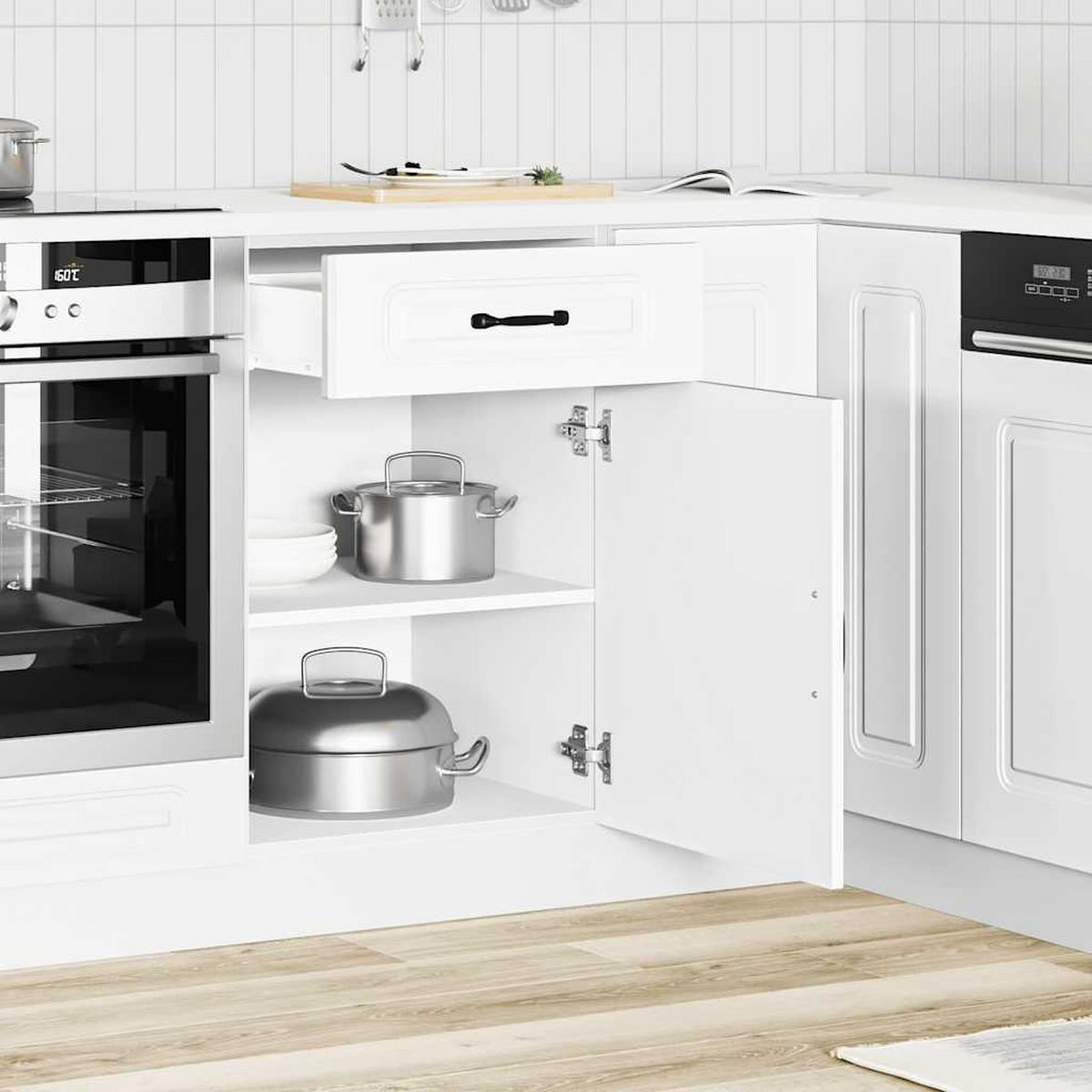 KÜCHENUNTERSCHRANK Kalmar Weiss Holzwerkstoff - Weiß, Holzwerkstoff (46/81.5/50cm) - vidaXL