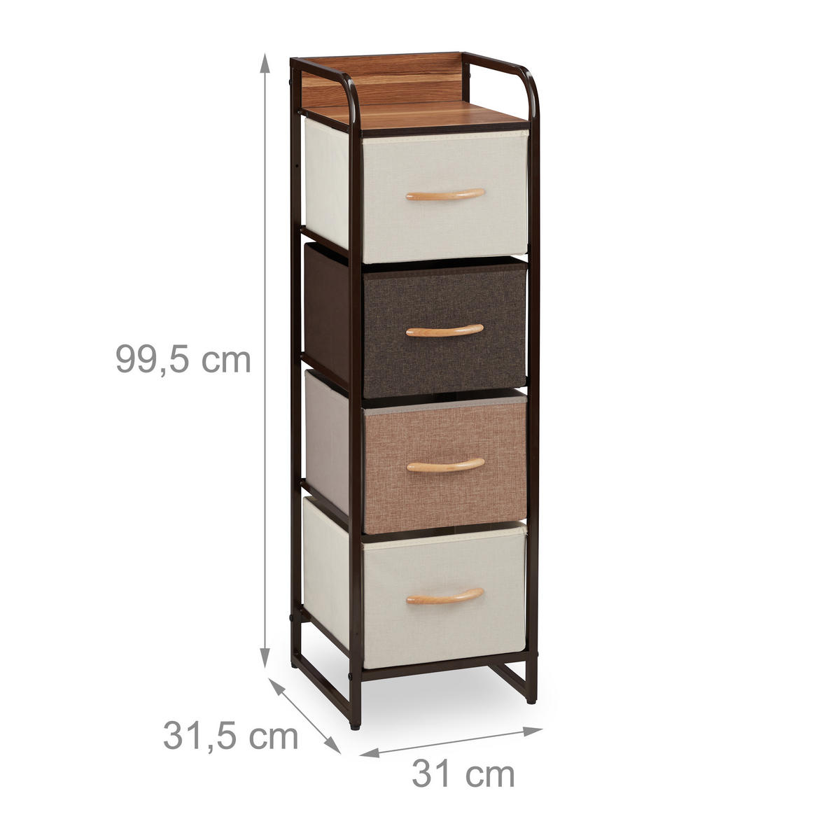 SCHUBLADENSCHRANK - Multicolor, Holzwerkstoff/Textil (31/99.5/31.5cm) - Relaxdays