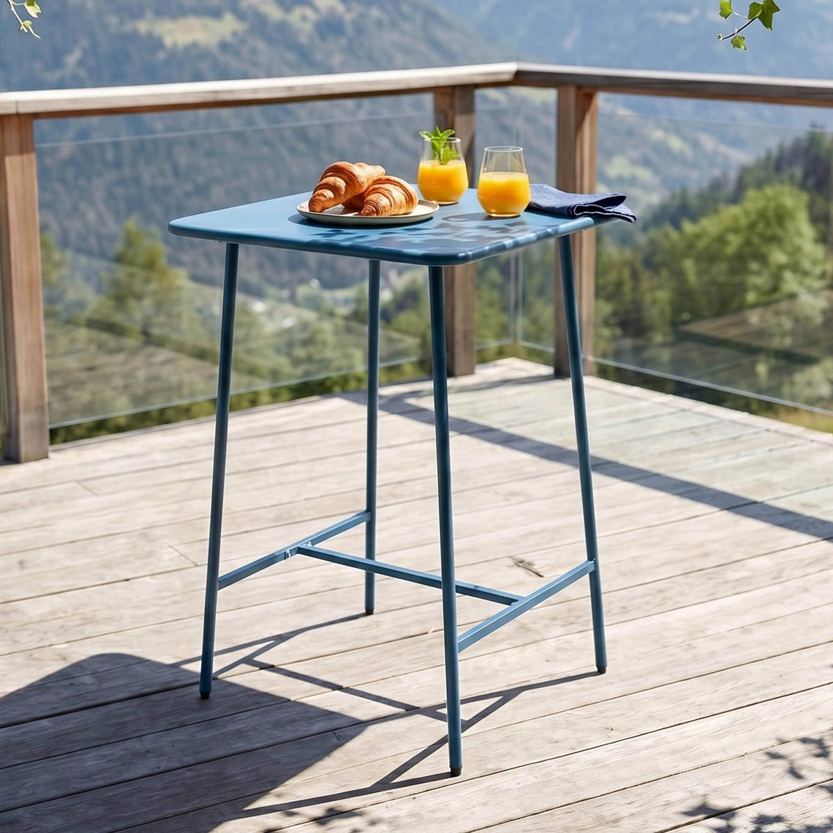STEHTISCH, Pazifikblau - Blau, Metall (70/70/105cm) - Oviala