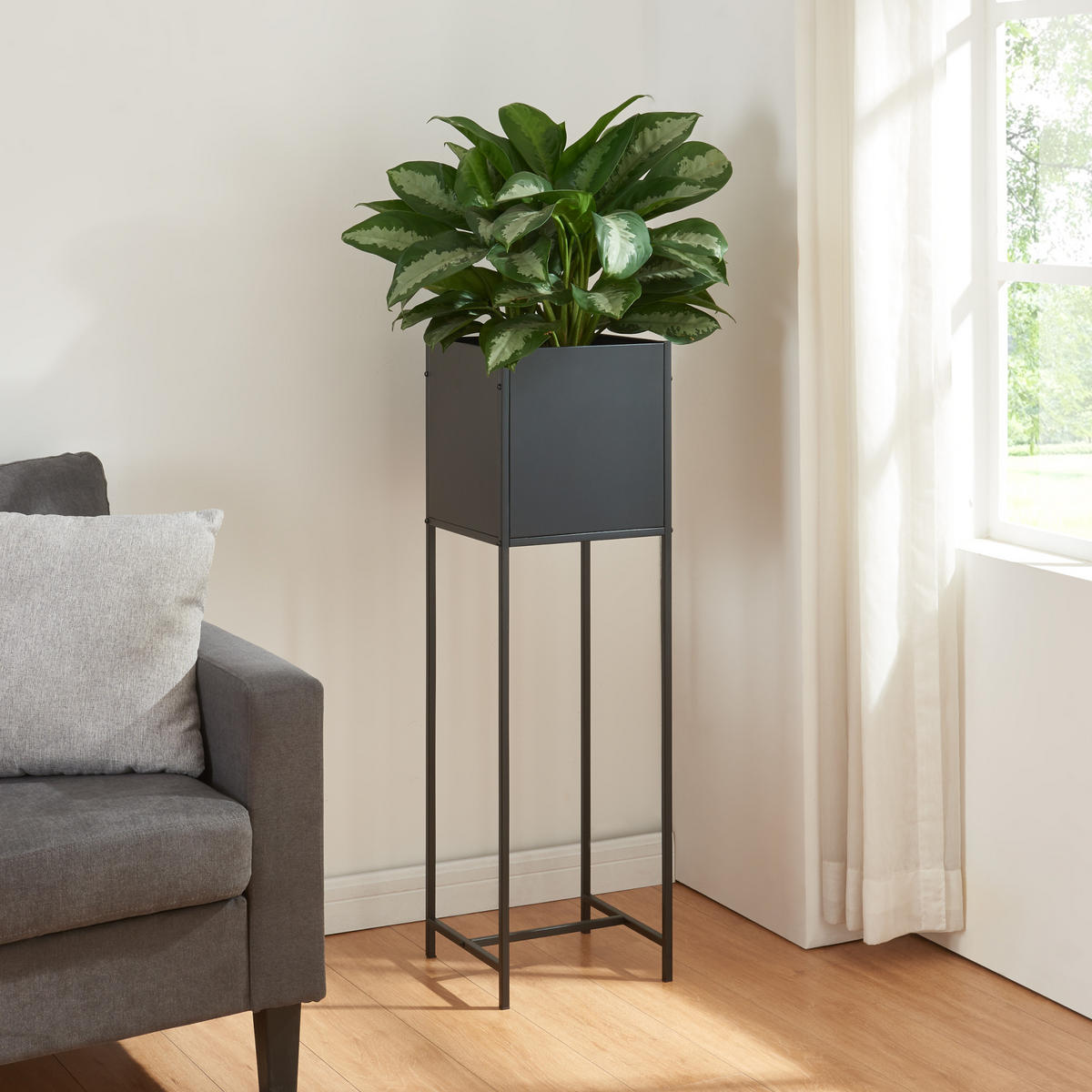 PFLANZENSTÄNDER Porsgrunn - Schwarz, Metall (30/100/30cm) - [en.casa]