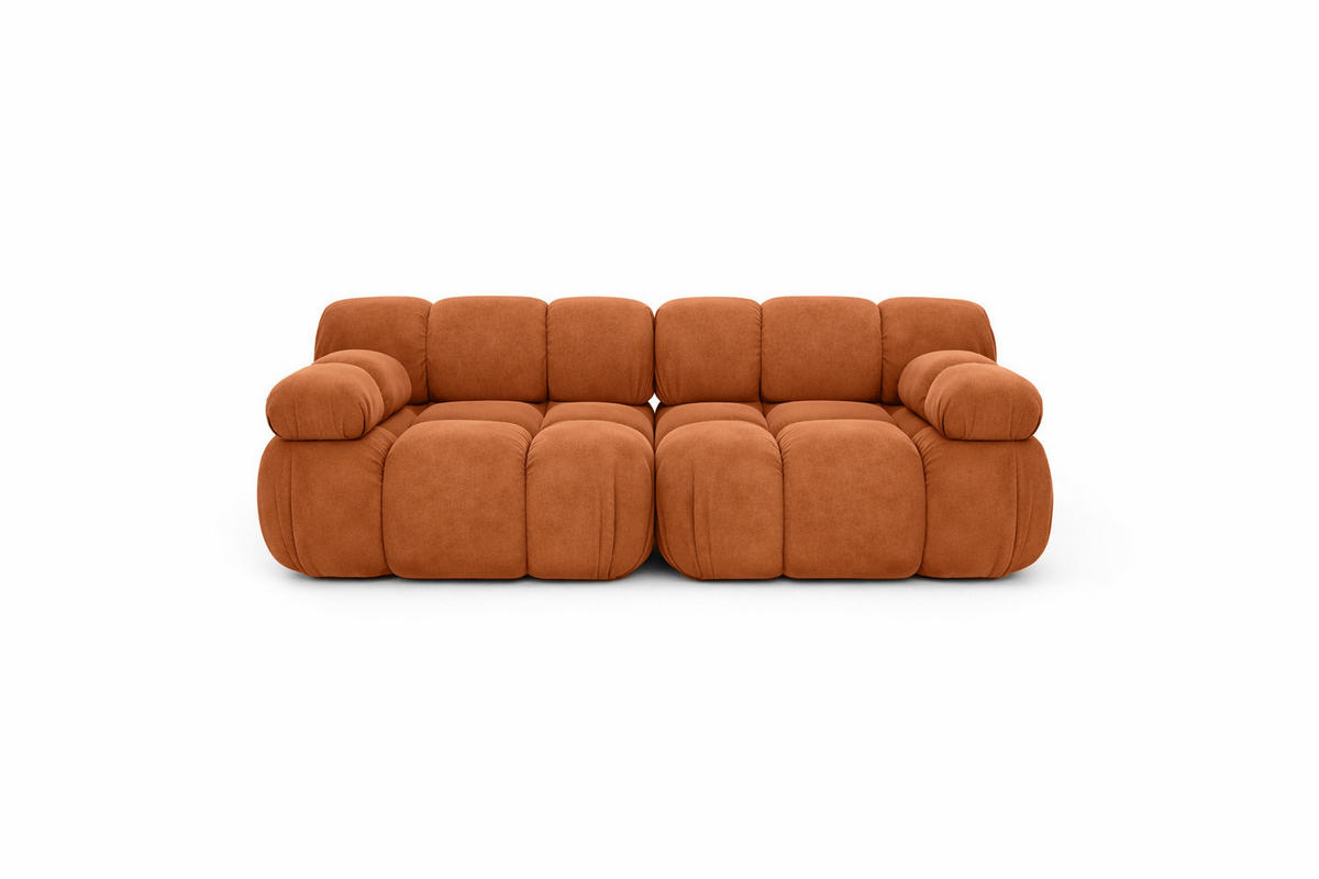 COUCH, 2-Sitzer Modular, Veloursstoff Salvador, Braun, Selia - Braun, Holz (190/70/95cm) - Kaiser Möbel