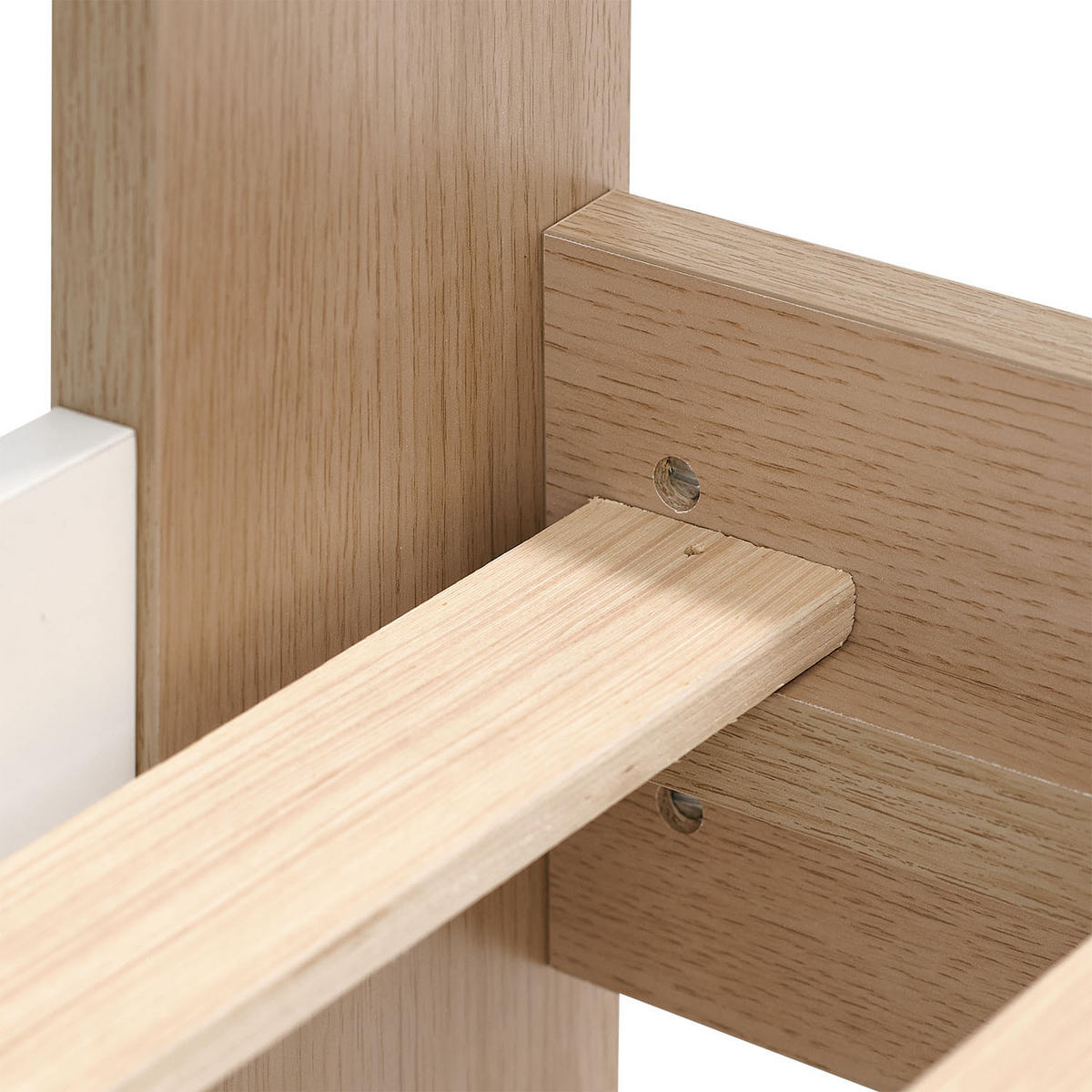 HOLZBETT Braun Weiß 90/200 cm mit Federkernmatratze und 2 Bettkästen - Braun, Holz (90/200cm) - Homestyle4u