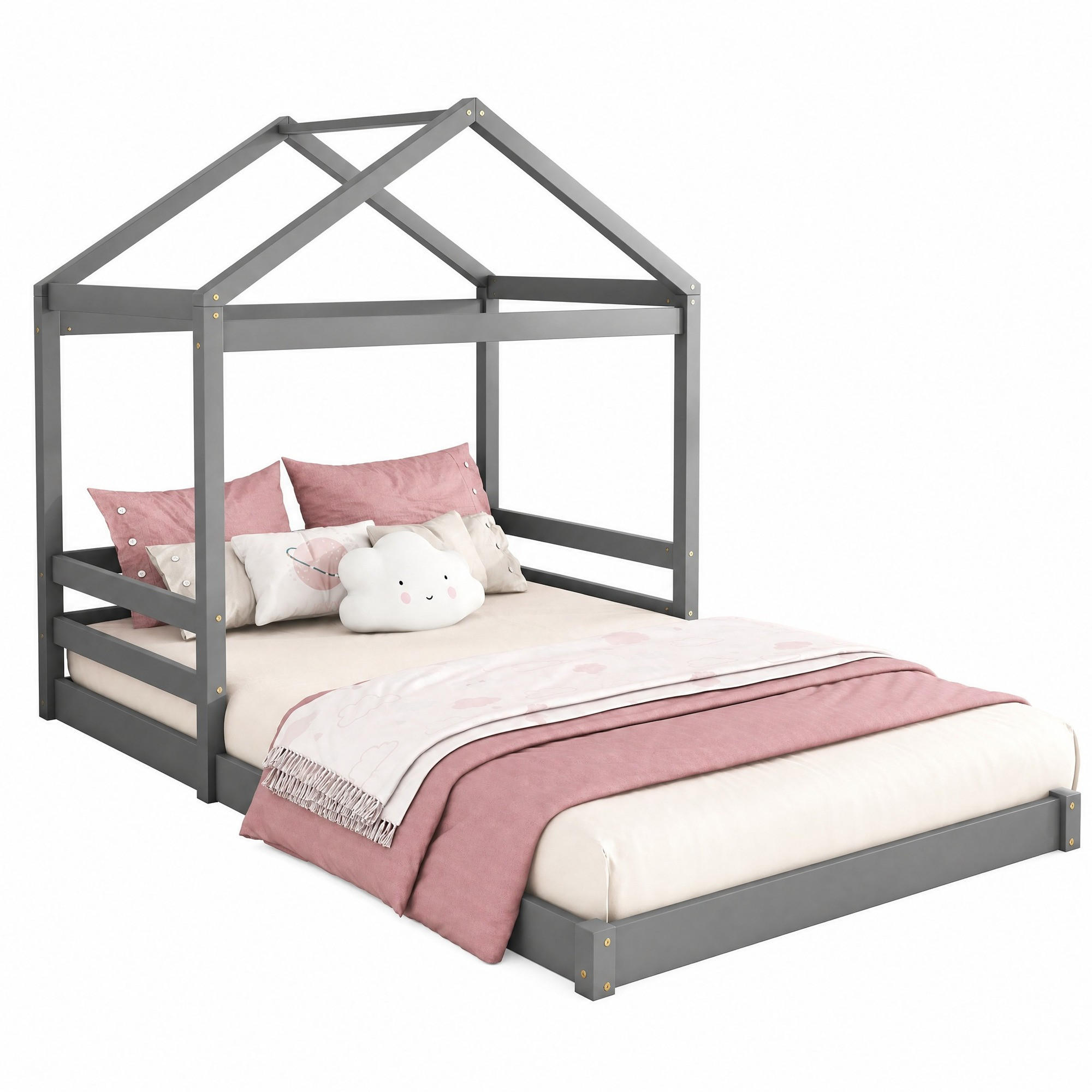 KINDERBETT 140/200 mit Lattenrost ohne Matratze in Grau - Grau, Holzwerkstoff (140/200cm) - EVRYAE