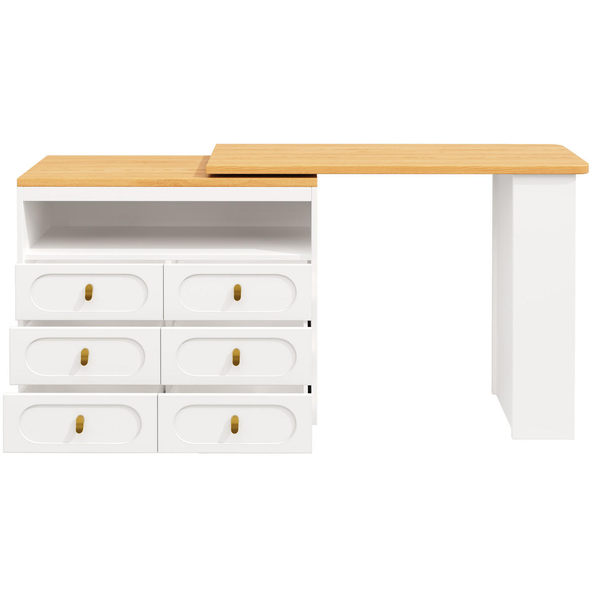 ESSZIMMERSCHRANK aus MDF 137-203x39x90cm in Weiß mit 360° Dreh - Weiß, Holzwerkstoff (203/90/39cm) - Modfu