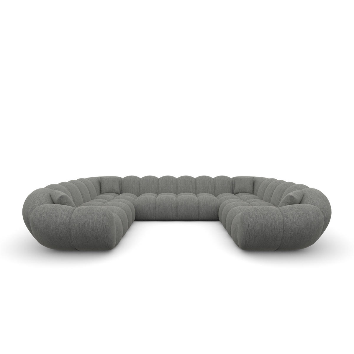 WOHNLANDSCHAFT Liva Grau Strukturstoff U-Form XXL Panorama - Grau, Textil (316/70/258cm) - VAROYAL