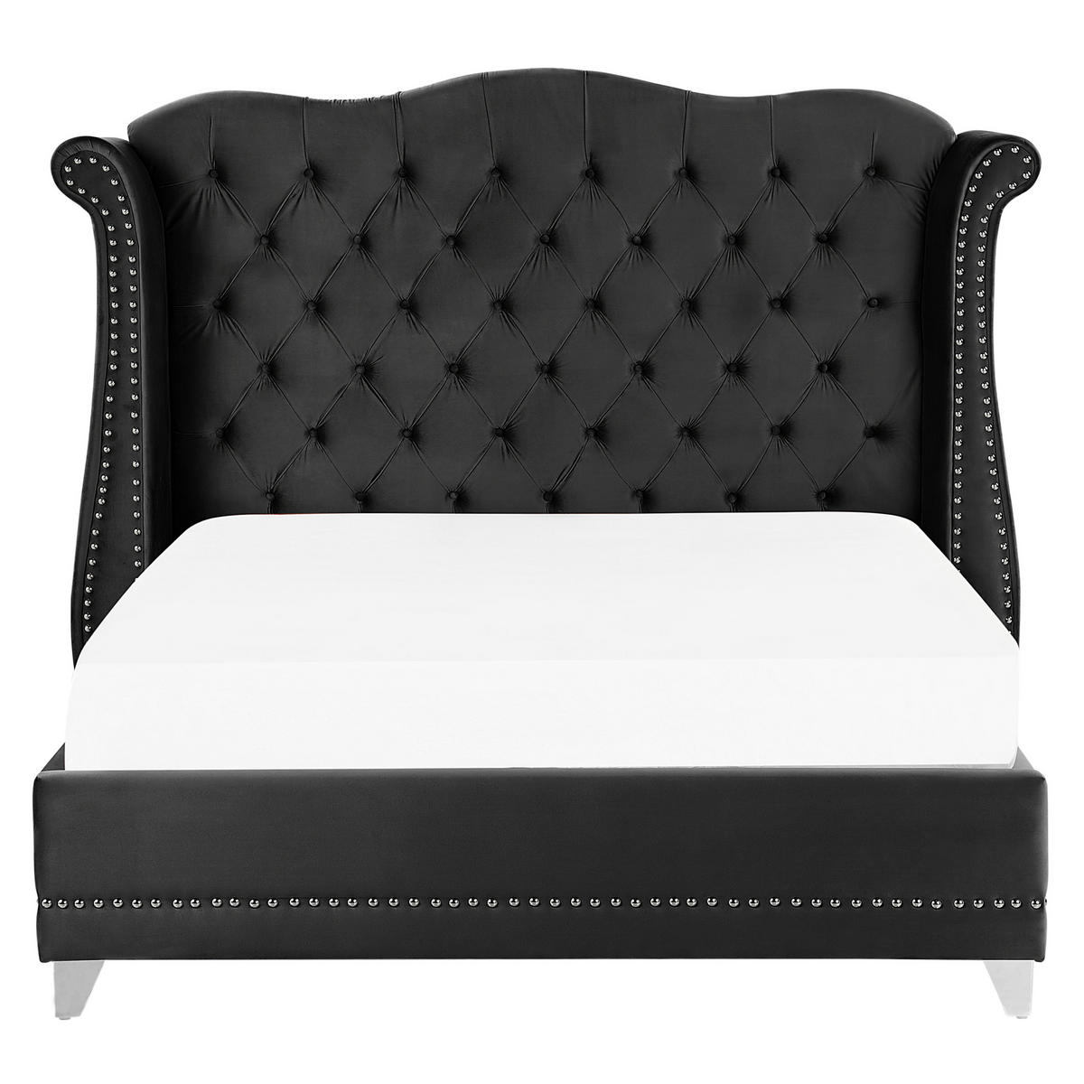 POLSTERBETT 180/200 cm Schwarz Ayette - Schwarz, Textil (180/200cm) - Beliani
