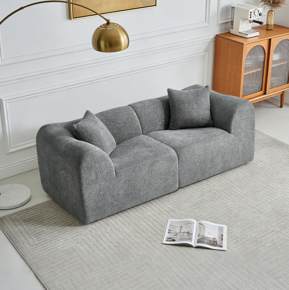 SOFA 2-Sitzer kompakt 193 x 87 x 67 cm Samt Grau - Grau, Holzwerkstoff (194.1/67/87cm) - Meubliv