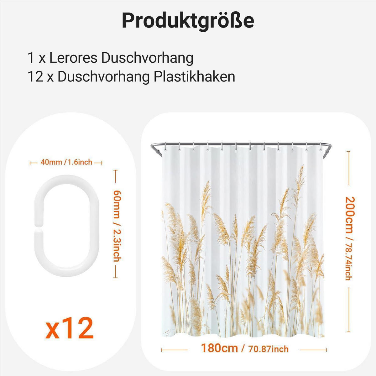 DUSCHVORHANG Gelbe Weizenspitze 180 x 200 cm - Gelb, Textil (180/200cm)