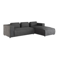 ECKSOFA Nova Grau Cord, Ottomane rechts - Schwarz/Grau, Holz/Kunststoff (262/176cm) - S-Style Möbel