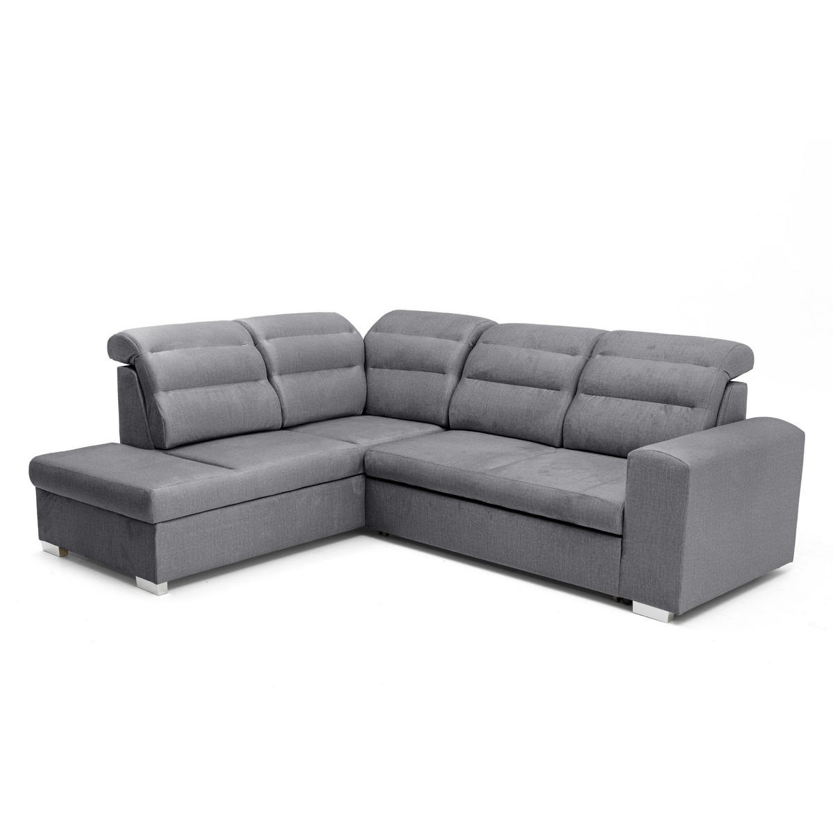 ECKSOFA CLOUD L Links mit Schlaffunktion 120x190 Velours Dunkelgrau - Chromfarben/Dunkelgrau, Holz/Kunststoff (202/260cm) - Muffo
