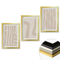 WANDBILDER 3er Set - 20x30 cm Goldrahmen - Abstrakte Boho-Muster - Goldfarben, Kunststoff (20/30cm) - ArtPrintCave