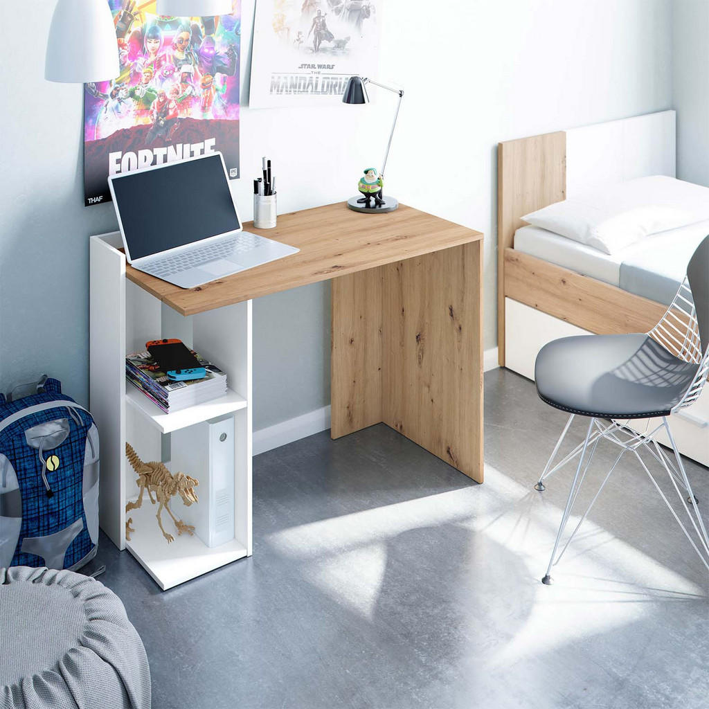 Thumbnail - VS Venta-stock Schreibtisch, Weiß, Holzwerkstoff, 100x78x52 cm, Arbeitszimmer, Schreibtische, Bürotische