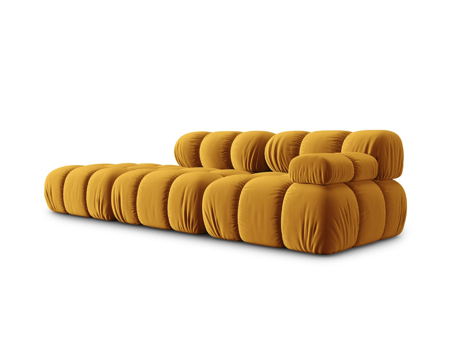 MODULARES-SOFA links Bellis aus Samt gelb 4 Sitzplätze - Gelb, Textil (94/63/282cm) - Micadoni