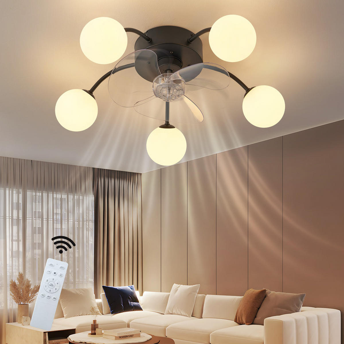 STROPNÝ ventilátor 57x57x17 cm - čierna, kov (57/57/17cm) - Nettlife