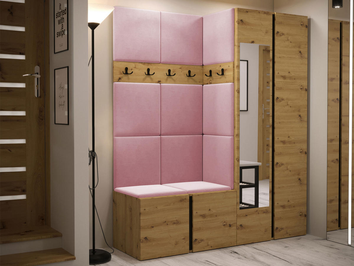 GARDEROBEN-SET Orion XII - Eiche Artisan/Rosa, Holzwerkstoff/Kunststoff (158/186/46cm) - MIRJAN24