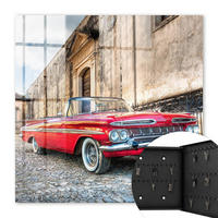 SCHLÜSSELBOX Schwarz 30x30 cm- Türöffnung nach rechts - Retro-Auto - Rot, Metall (30/30/5cm) - TULUP