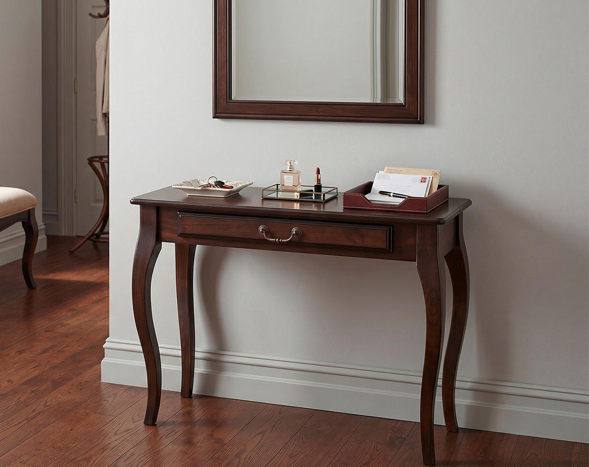 KONSOLENTISCH Padova Nussbaum dunkel 104 / 40 / 75cm - Nussbaumfarben, Holz (40/104/75cm) - Feldmann-Wohnen