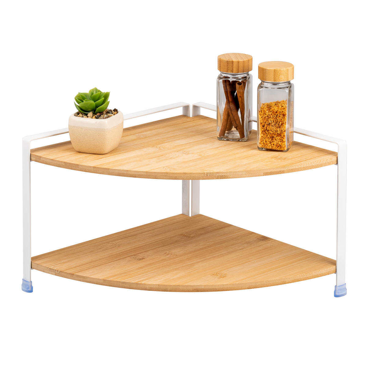 GEWÜRZ-ECKREGAL Bambus/Metall weiß - Weiß, Holz (30/21/30cm) - eluno