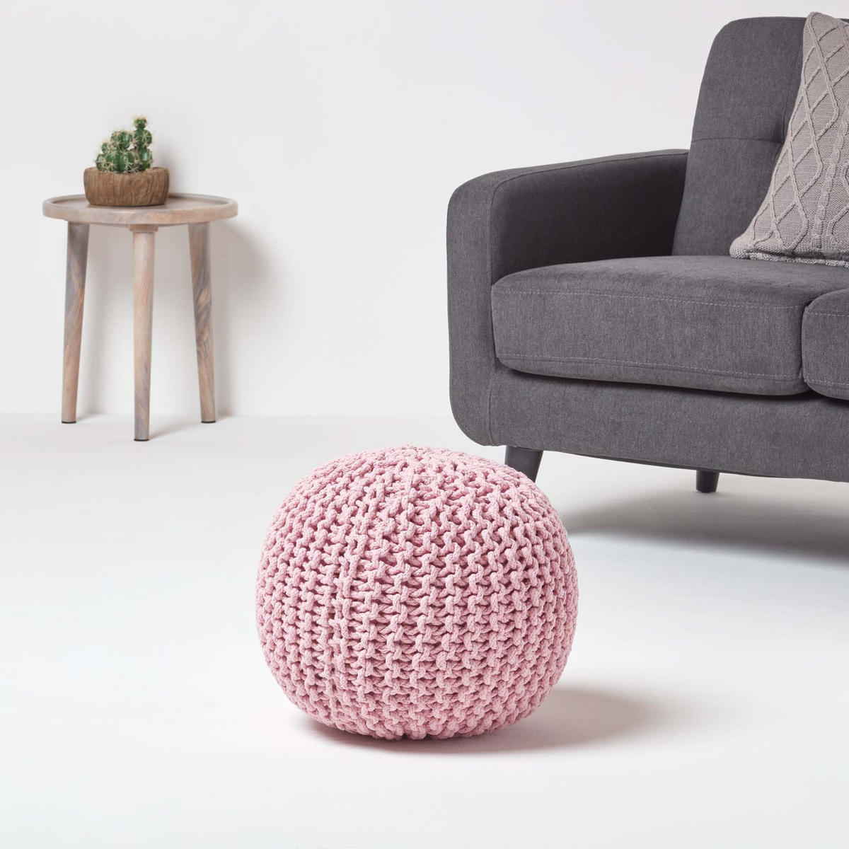 STRICK-POUF rosa, 40/40/35 cm - Rosa, Textil (40/35/40cm) - Homescapes
