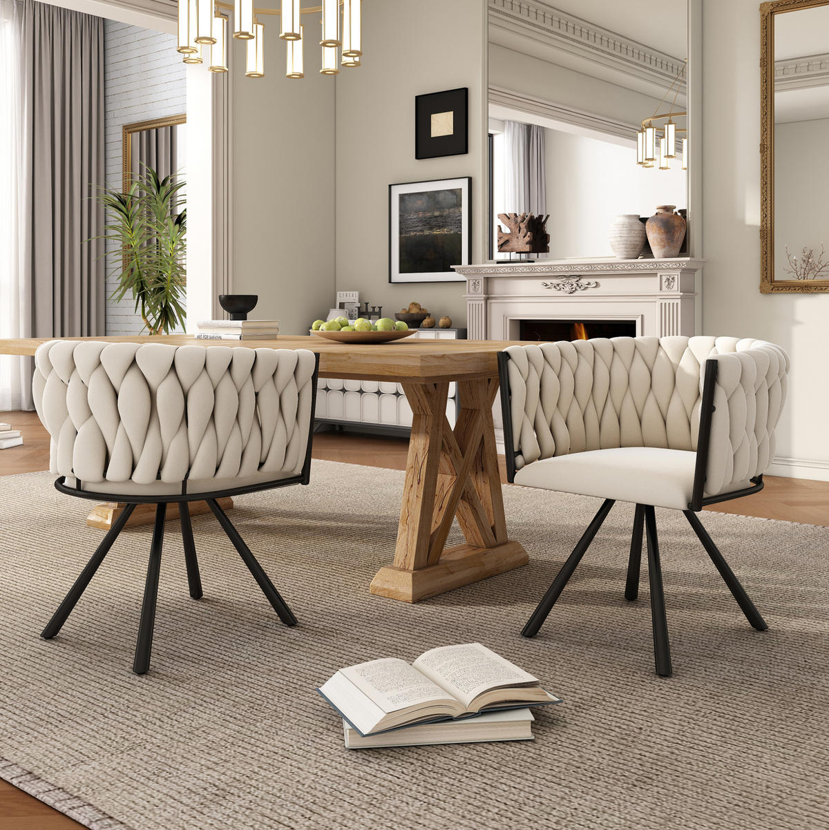 ESSZIMMERSTUHL 2er-Set 360° drehbar Samt Beige - Beige, Metall (54/72/59cm) - Meubliv