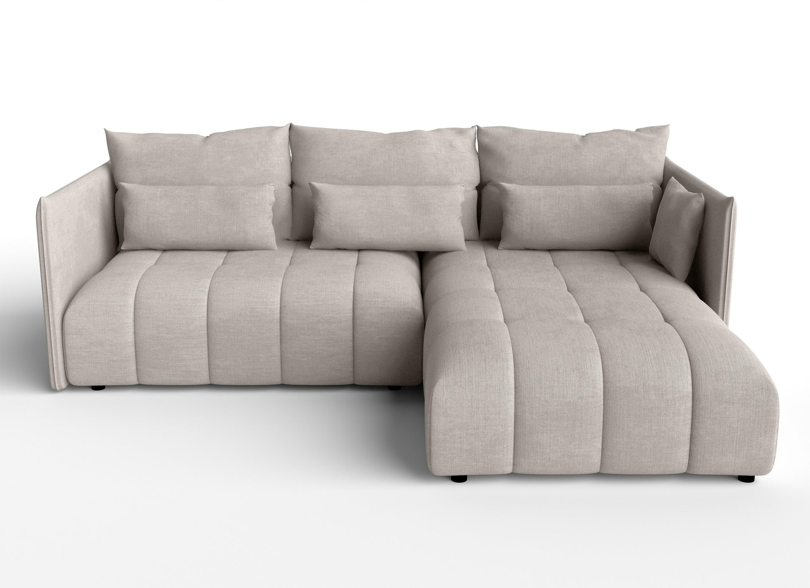 ECKSOFA L Form Cosmova Beige 245/182/83 cm mit Schlaffunktion - Beige/Schwarz, Kunststoff/Textil (245/182cm) - AX Living