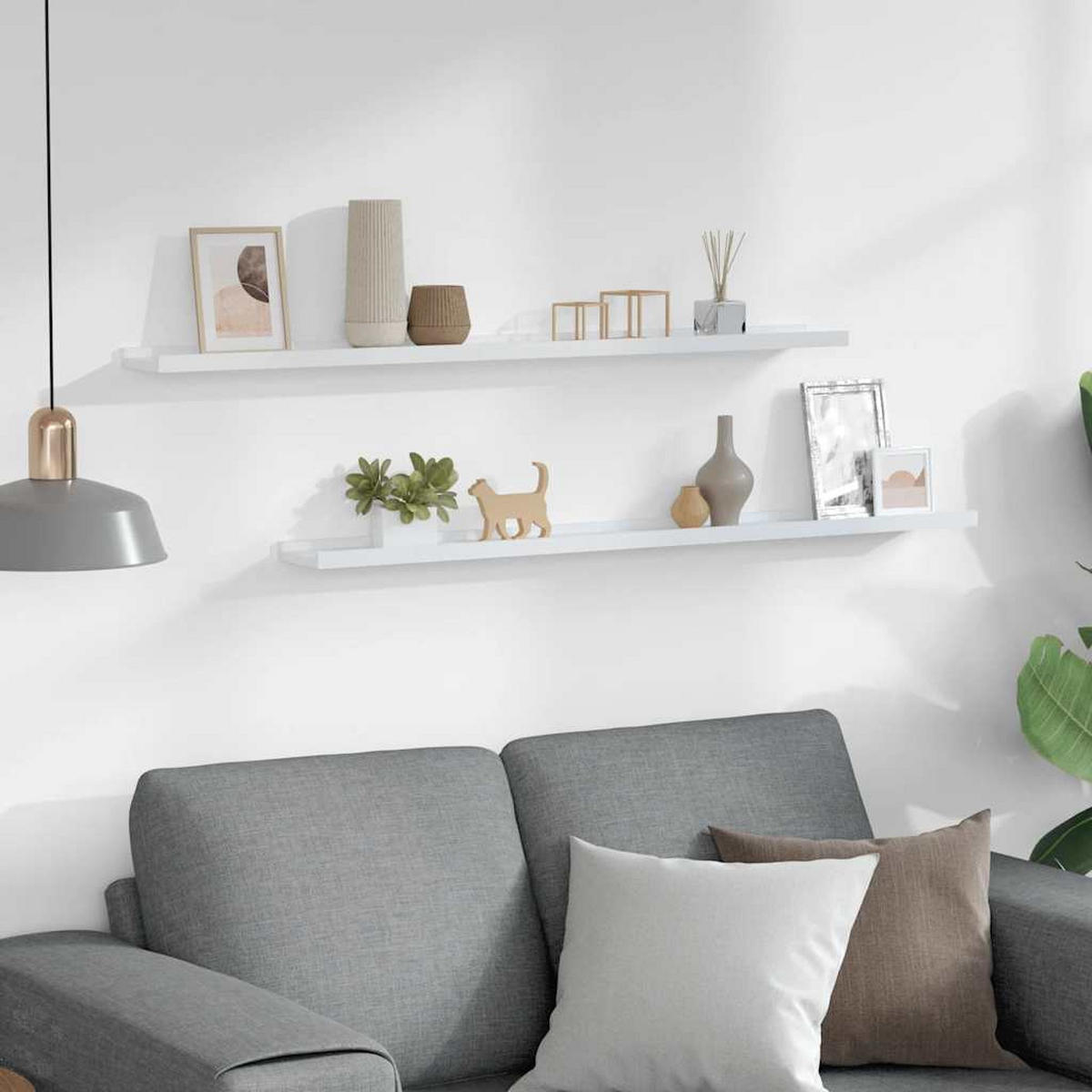 WANDREGALSET 2-teilig 100/9/3 cm aus MDF Weiß Max. Belastbarkeit 5 KG - Weiß, Holzwerkstoff (100/3/9cm) - vidaXL