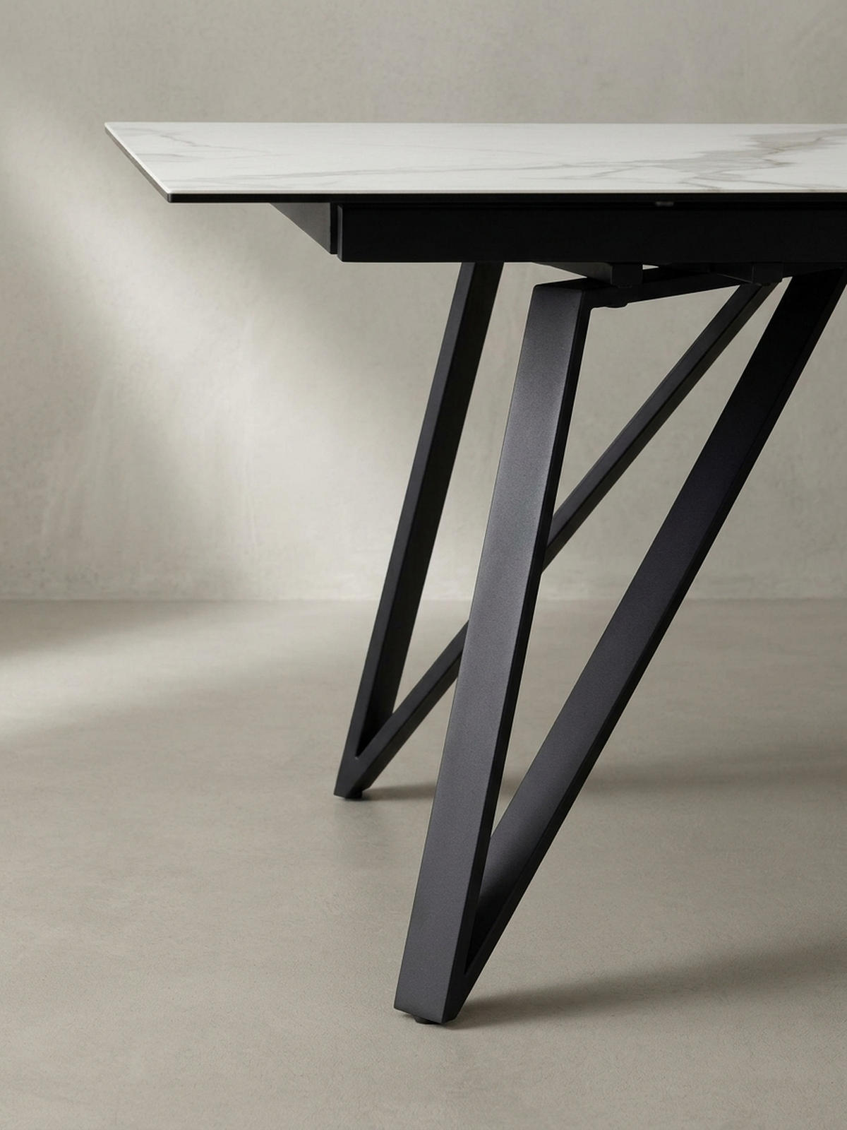 ESSTISCH Ausziehbar Keramik Glas Marmoroptik Rechteckig Groß, Weiß 180x95x76 cm - Schwarz/Weiß, Keramik/Metall (95/180/76cm) - KADIMA DESIGN