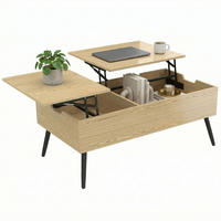 COUCHTISCH DE-15837 2 klappbare Platten Naturholz - Naturfarben, Holzwerkstoff (100/50/58cm) - ComfortXL