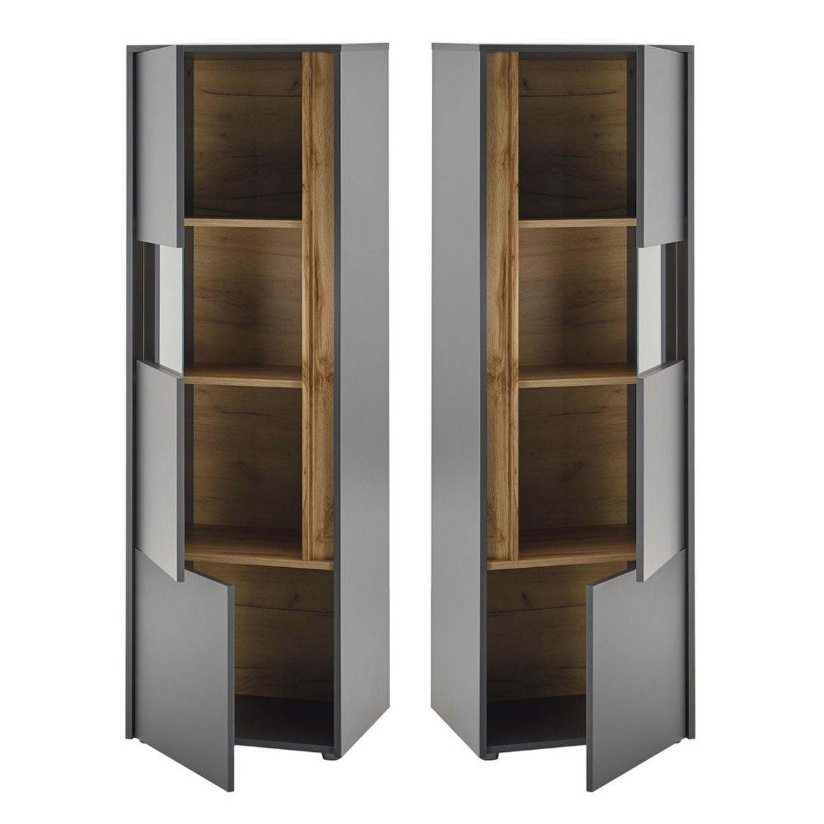 VITRINE Crisp-61 - Anthrazit, Holzwerkstoff (50/155/40cm) - Lomado